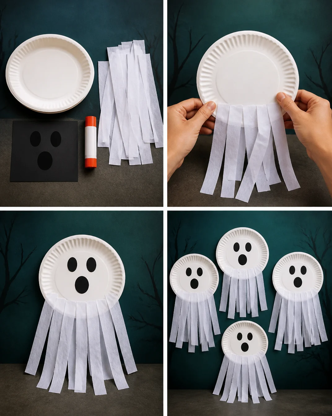 Halloween ghosts paper plates | Ghost paper plate crafts for preschoolers, Halloween crafts preschool, Homemade halloween decorations
