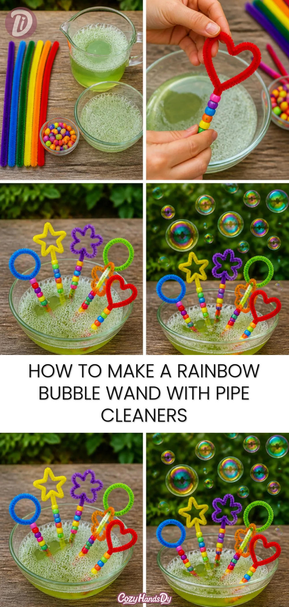 How to Make a Rainbow Bubble Wand with Pipe Cleaners