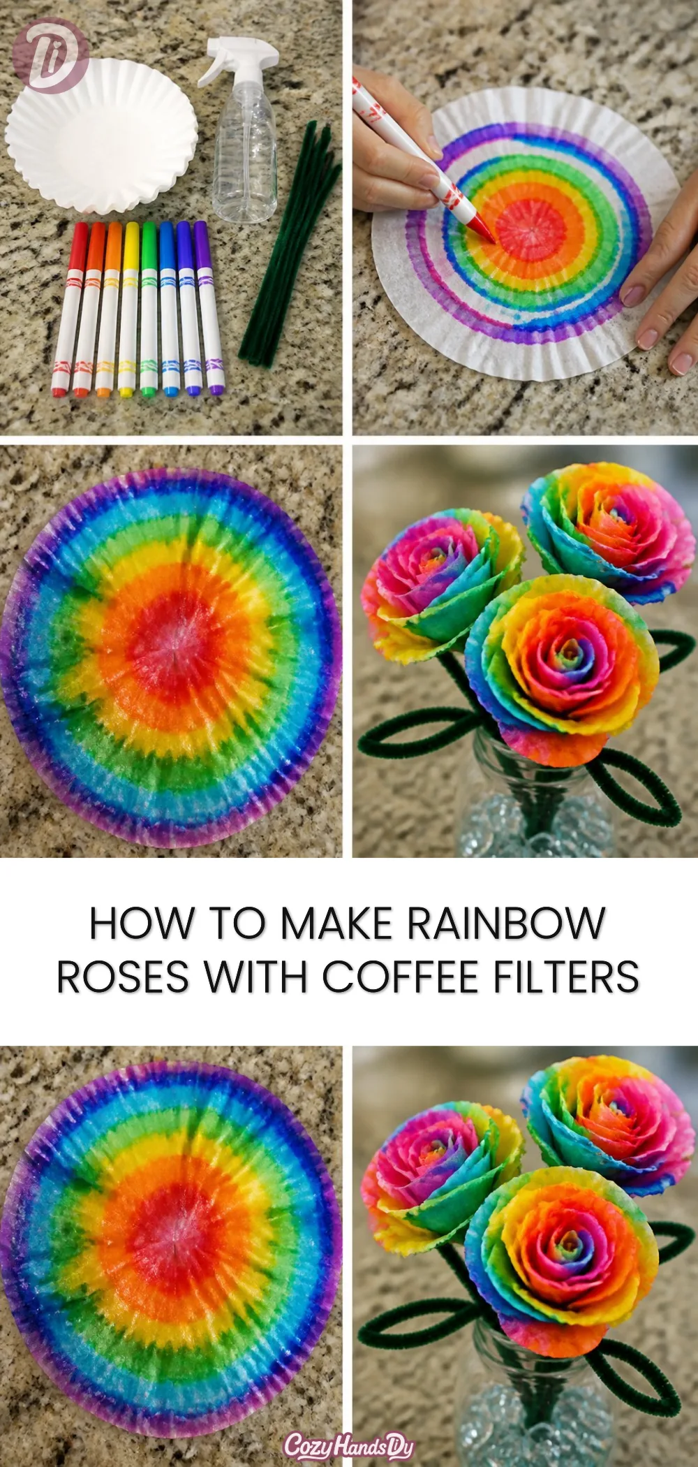 How to Make Rainbow Roses with Coffee Filters