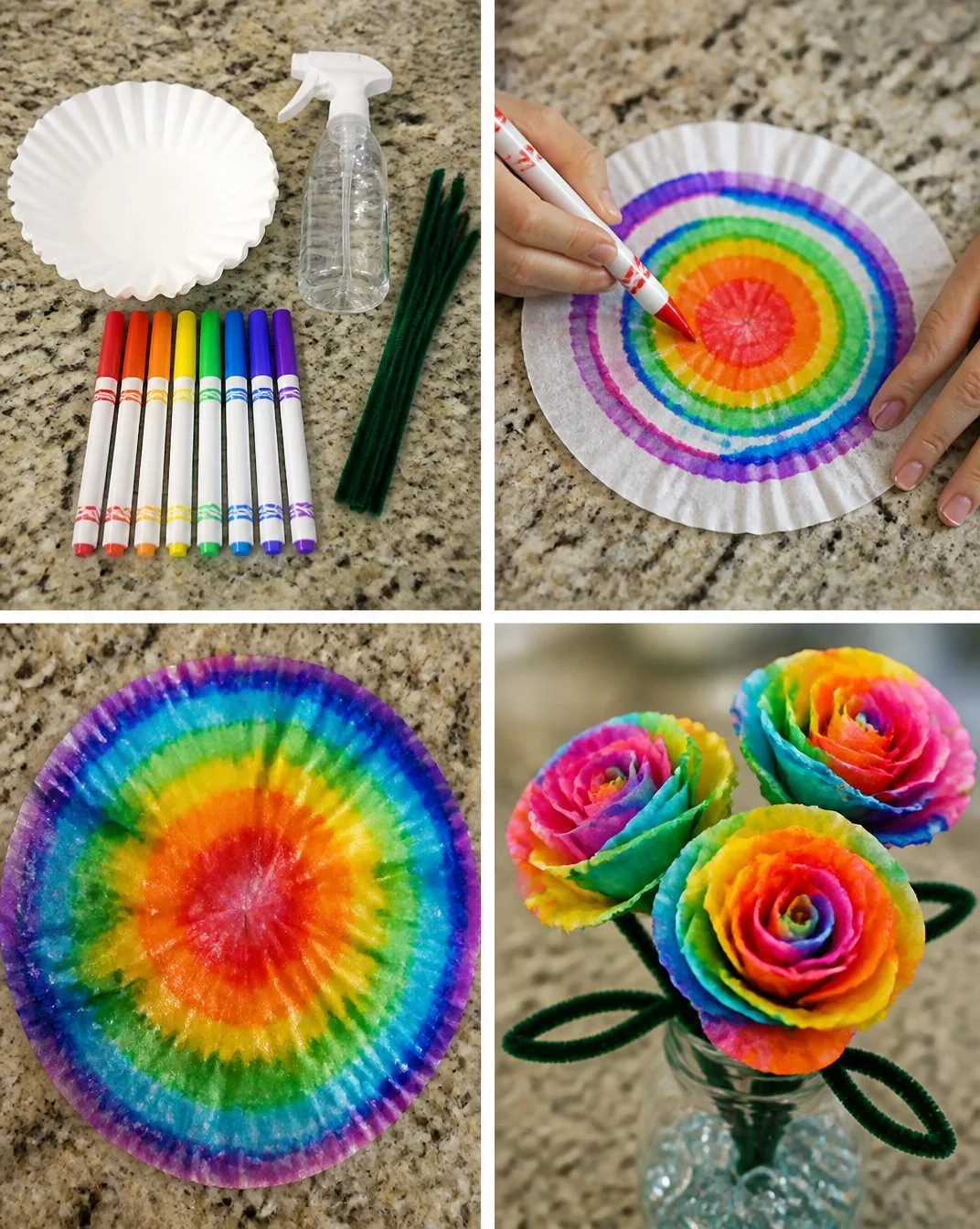 How to Make Rainbow Roses with Coffee Filters