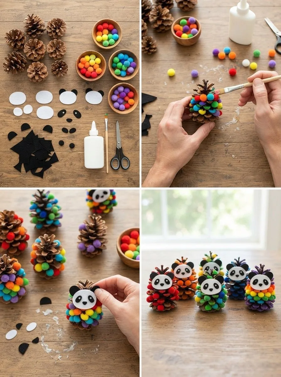 Panda Pinecone Rainbow Friends Transforms Into Art