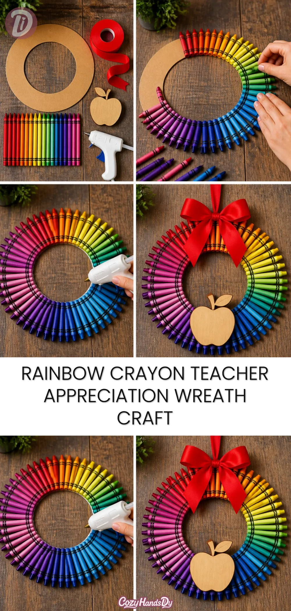Rainbow Crayon Teacher Appreciation Wreath Craft 5 Rainbow Crayon Teacher Appreciation Wreath Craft