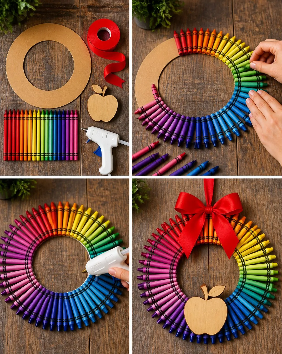 Rainbow Crayon Teacher Appreciation Wreath Craft 6 Rainbow Crayon Teacher Appreciation Wreath Craft