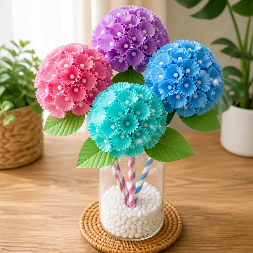 Rainbow Hydrangeas with Cupcake-Liner Petal Design