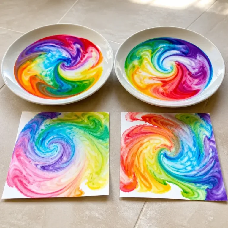 A captivating display of rainbow milk swirl art with vibrant colors and cozy aesthetics.