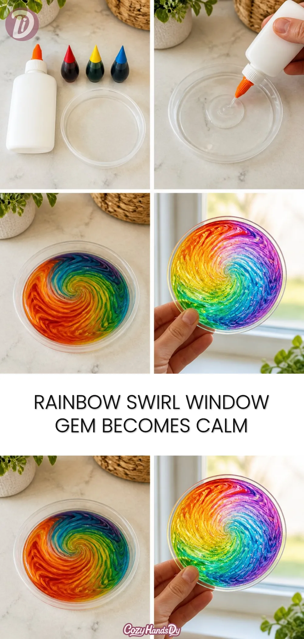 Rainbow Swirl Window Gem Becomes Calm