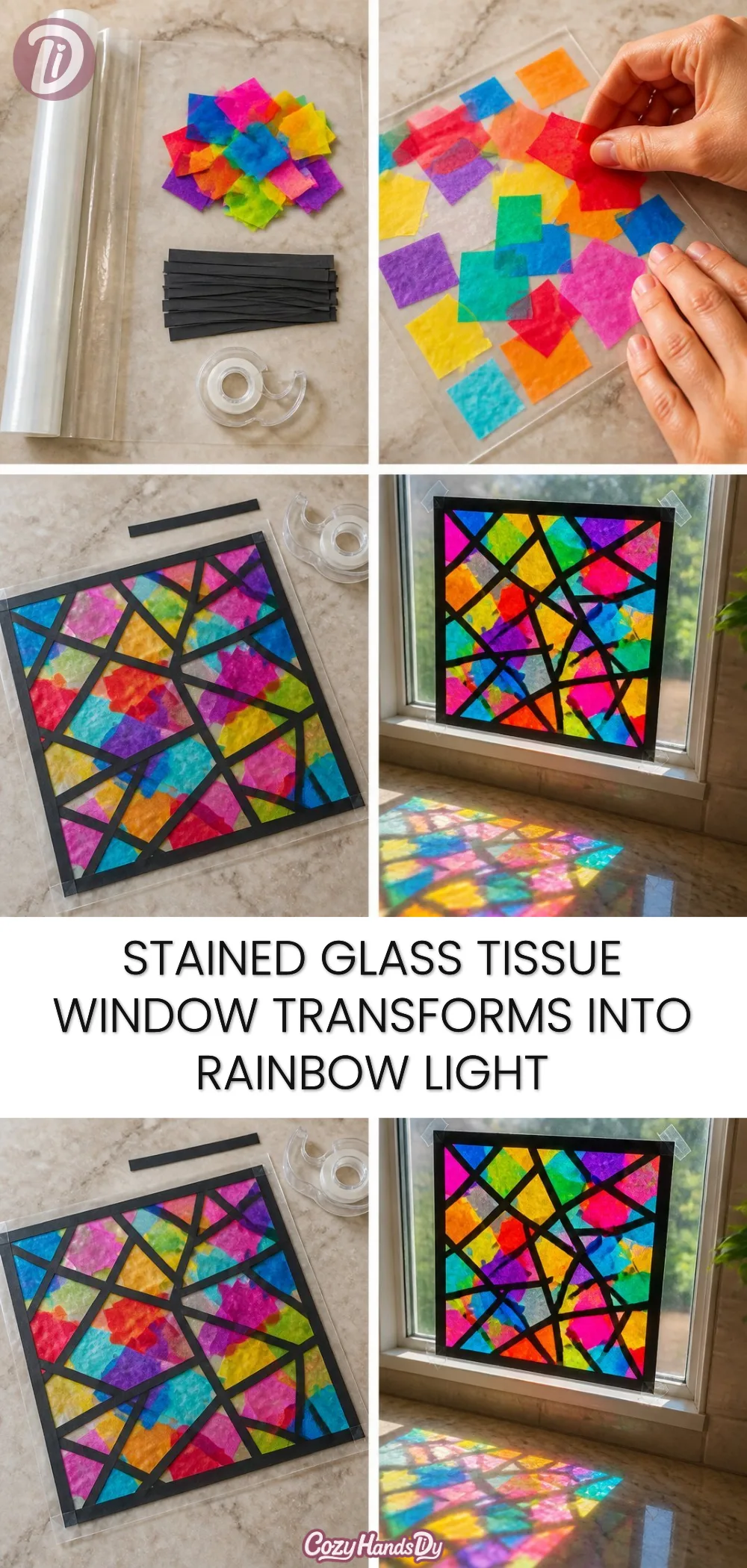 Stained Glass Tissue Window Transforms Into Rainbow Light