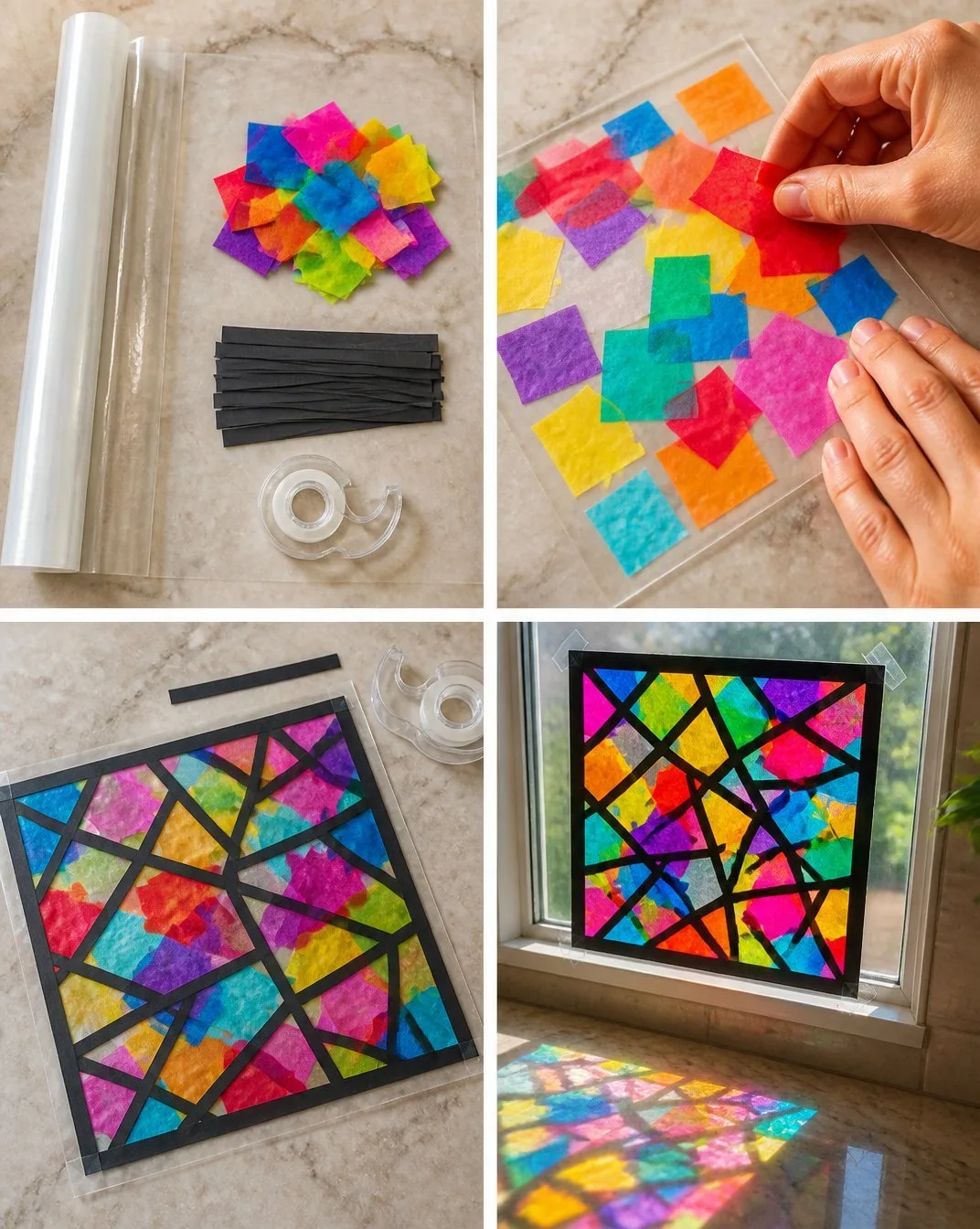 Stained Glass Tissue Window Transforms Into Rainbow Light 6 Stained Glass Tissue Window Transforms Into Rainbow Light