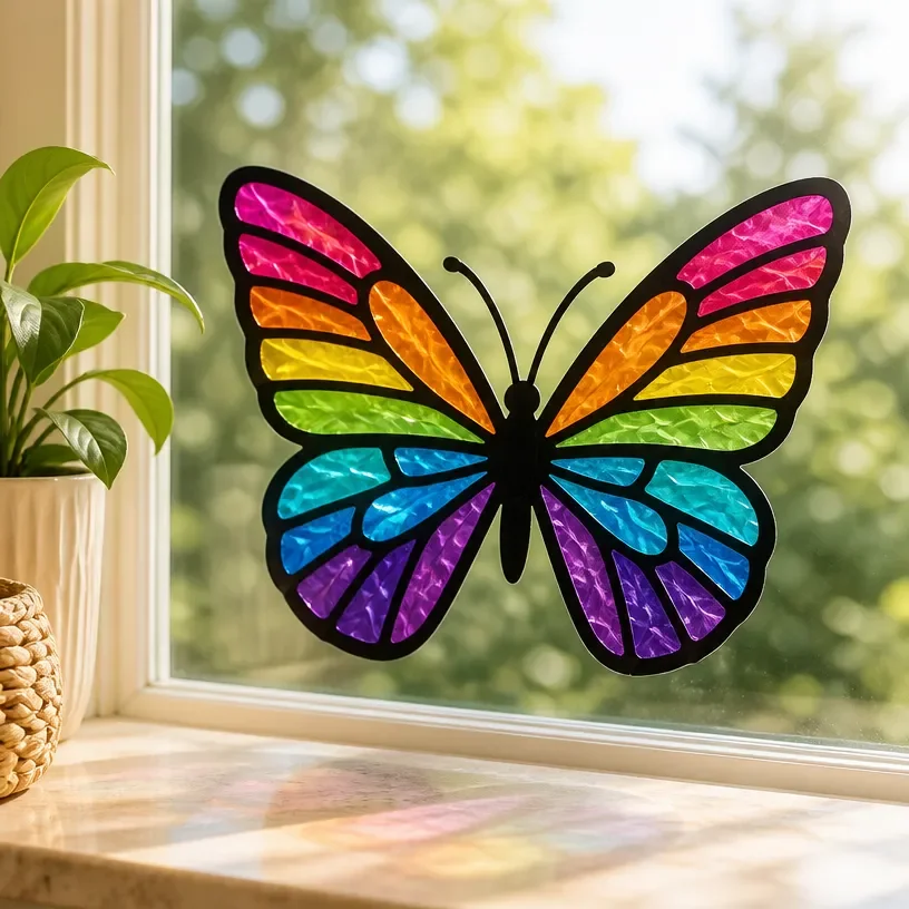 Cozy window art created with transparency film for stylish home decor.
